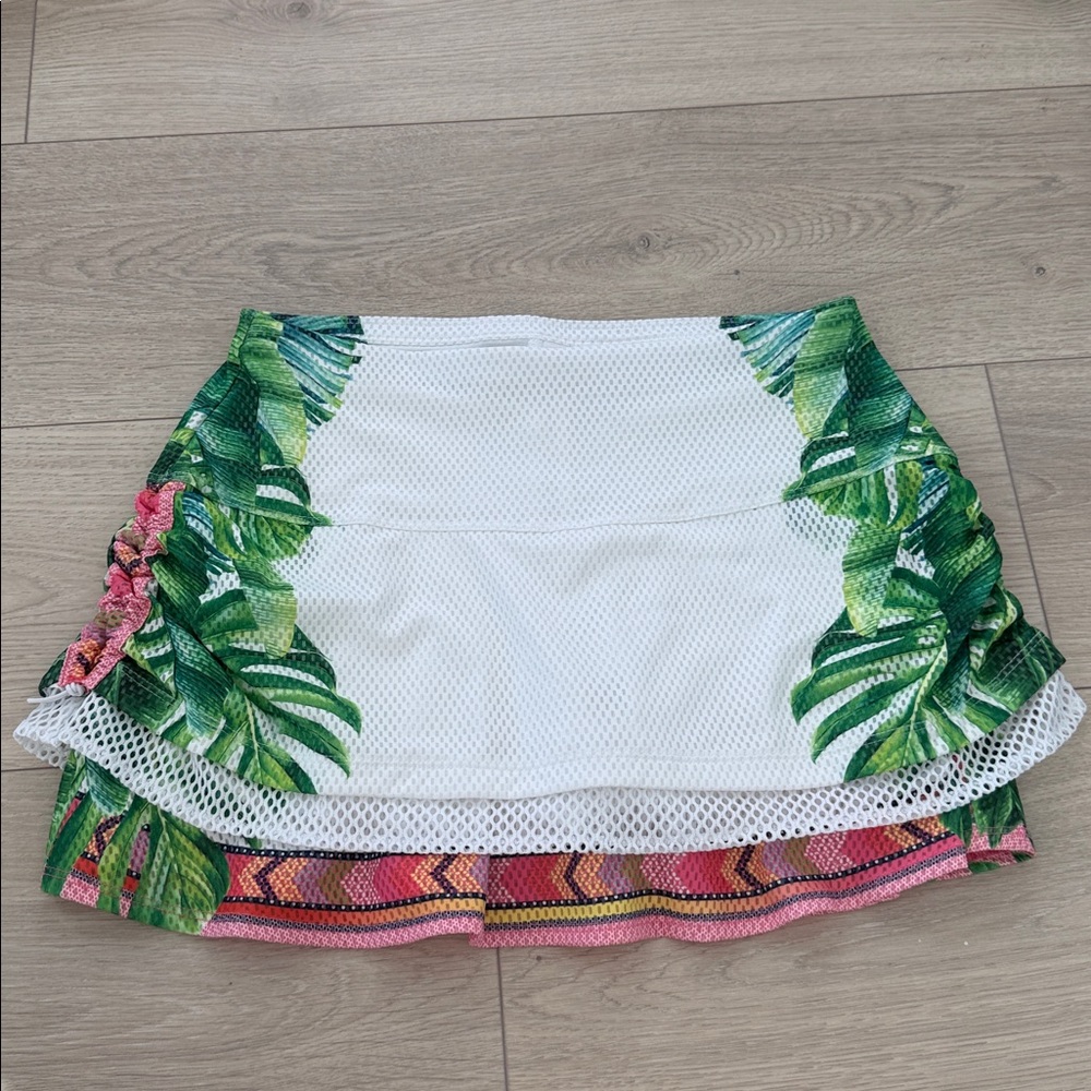 Tropical Leaf Print tennis skirt